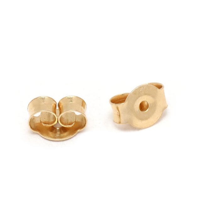 Modern Oval Opal Stud Earrings, 18k Yellow Gold, Length 9.2 Mm For Sale - Image 3 of 3