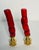 Fabulous red coral branches mounted on brass bases as lamp finials.