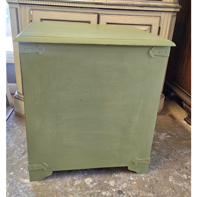 Wood Vintage Sage Green Apothecary Drawers Side Table For Sale - Image 7 of 10