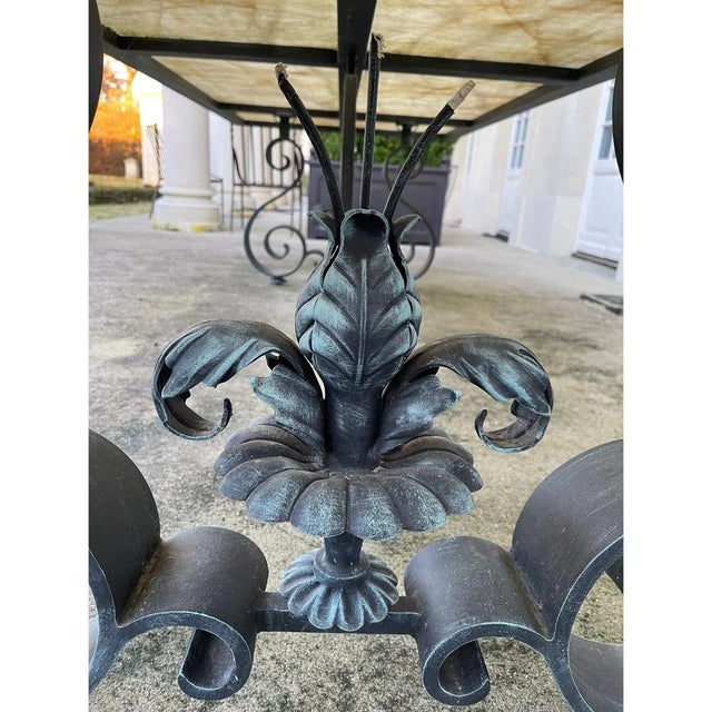 Large Forged-Iron Table with Quartz Top by Jean-Rémy Couradette, 1998 For Sale - Image 4 of 5