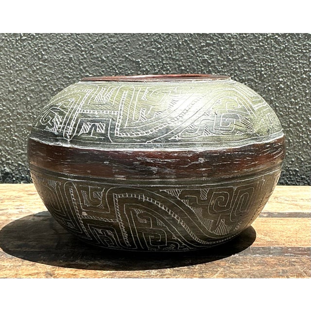 Vintage Engraved Ceramic Vase For Sale - Image 12 of 12
