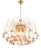 Vintage Gold Rain Chandelier with Handmade Murano Glass Pink Flowers, Italy, 1960 For Sale