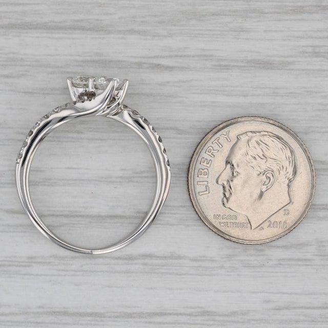 Metal 0.72ctw 2-Diamond Bypass Ring 14k White Gold Engagement Anniversary Size 7.5 For Sale - Image 7 of 8