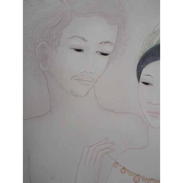 Modern Mara Tran Long, Le Cadeau, 1973, Oil and Gouache on Panel For Sale - Image 3 of 9