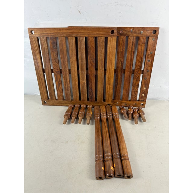 Late 20th Century Pair of 2 Tier Rack Style Tea Tables With Brass Floral Design Inlay For Sale - Image 11 of 11