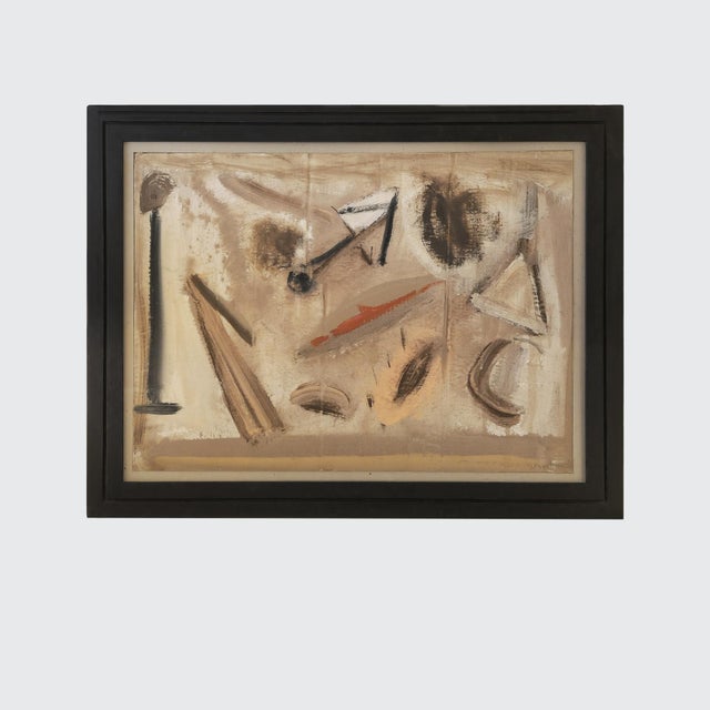 Brown Mario Francesconi, Abstract Composition, 1970s, Mixed Media on Cardboard For Sale - Image 8 of 8