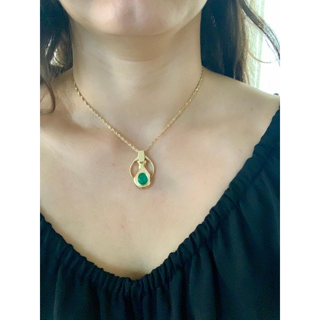 4Ct Colombian Emerald Pendent/Necklace 18 Karat Gold Estate Convertible to Ring For Sale - Image 11 of 18