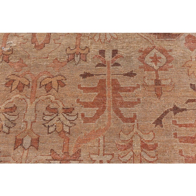 Fine Antique Indian Amritsar Orange, Brown Hand Knotted Wool Rug For Sale - Image 4 of 9