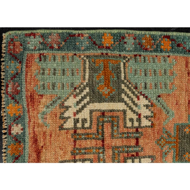Early 21st Century Turkish Mini Rug Oriental Hand Knotted Vintage Rug 1'4" x 3'2" #21179 For Sale - Image 5 of 8