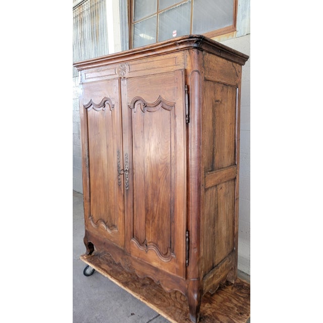 Antique Rustic Country French Cabinet / Armoire Circa. 1800 Louis XV For Sale - Image 4 of 17