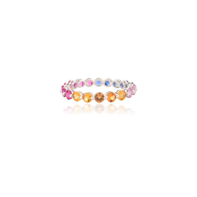 Not Yet Made - Made To Order 2.17ct Multi Gemstone Eternity Band Ring Size 7 by VRJewels in 14k Solid Gold For Sale - Image 5 of 14