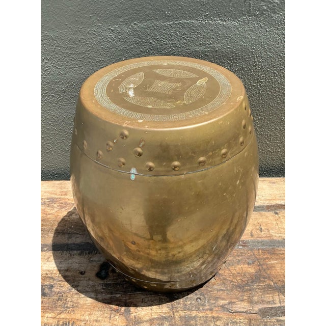 Vintage Asian Brass Low Stool For Sale - Image 11 of 12