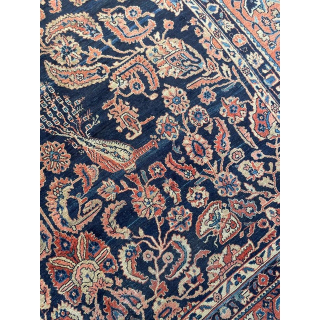 1920s ROYAL MOHAJERAN SAROUK with Peacocks, Butterflies, Cacoons, & Zoroastrian Flames Rug 9 x 15.1 For Sale - Image 15 of 15