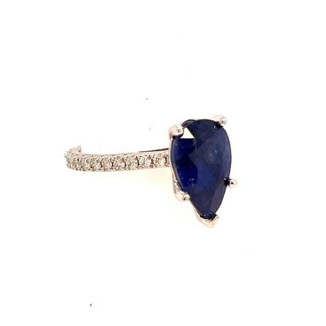 Traditional Sapphire Diamond Ring Size 6.5 14k Gold 3.31 TCW Certified For Sale - Image 3 of 11