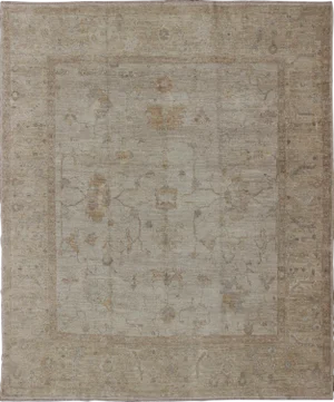 Angora Turkish Oushak Large Rug With All-Over Design in Light Neutral Colors