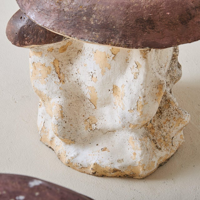 French Brown + Ivory Concrete Mushroom Garden Sculpture, 1960s For Sale - Image 16 of 18