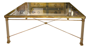Coffee Table in Glass and Gilded Brass