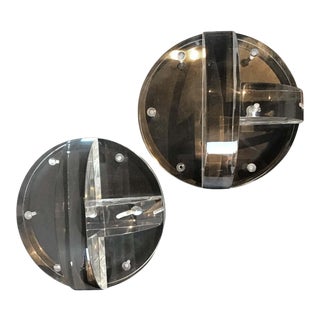 Circular Thick Lucite Wall Shelves - A Pair For Sale