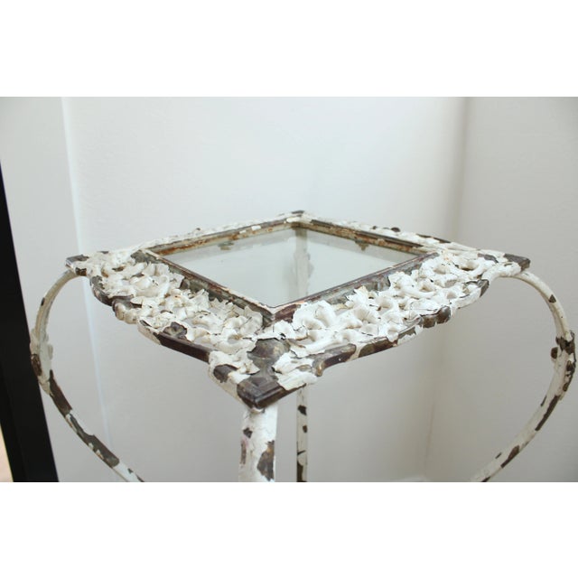Victorian French Antique Distressed Rustic, Cast Iron/Glass Side Table For Sale - Image 3 of 5
