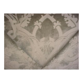 Scalamandre Deep Sage Floral Damask Velvet Upholstery Fabric - 15-1/4 Yards For Sale