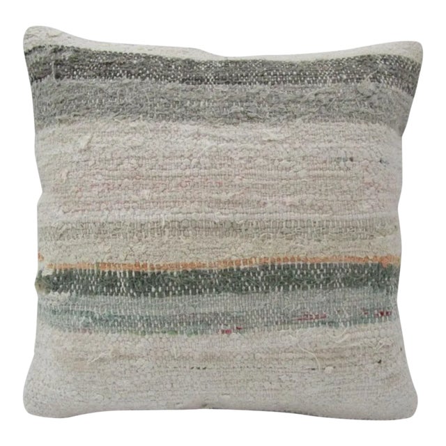 Handmade Striped Kilim Pillow Cover For Sale