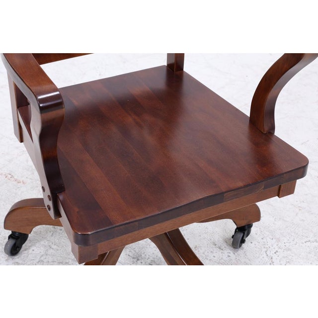 Vintage Wooden Swivel Office Chair For Sale - Image 6 of 15