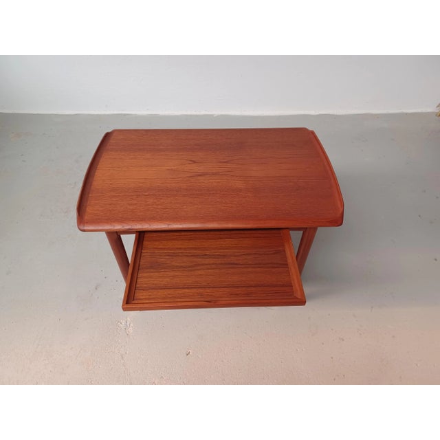 Fully Restored Danish Teak Bar Cart with Integrated Tray, 1960s For Sale - Image 4 of 12