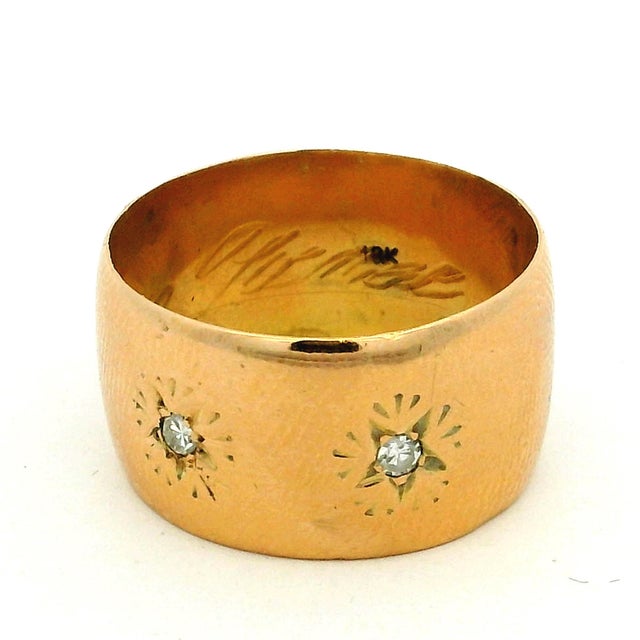 Antique Victorian 18k Gold Double Diamond Star-Set Gypsy Cigar Band Ring, Size 9 For Sale - Image 11 of 11