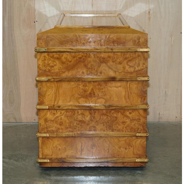 Large Burr Walnut Chest Trunk with Hidden Bottom Storage For Sale - Image 12 of 18