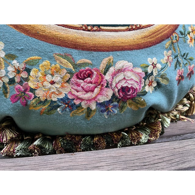 1900 - 1909 Large Wool & Silk Tapestry Pillow – Les Fables De La Fontaine For Sale - Image 5 of 9