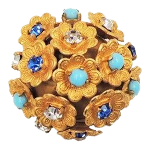 Vintage Signed Bijoux Cascio Italy Rhinestone Flower Brooch