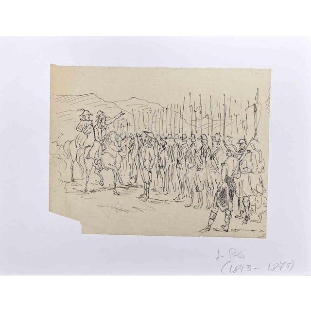 Isidore Pils, The Army, Ink Drawing, Mid-19th Century For Sale