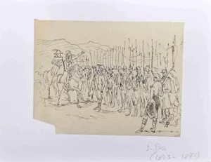 Isidore Pils, The Army, Ink Drawing, Mid-19th Century