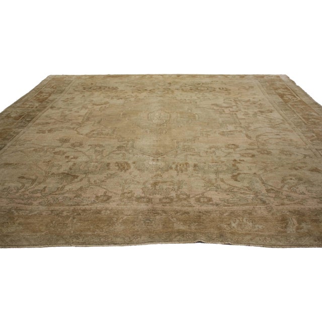 Antique Turkish Oushak Rug - 11'03 X 12'01 For Sale - Image 9 of 10