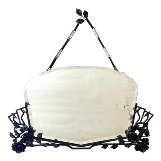 Art Deco French Wrought Iron Mirror in the Manner of Zadounaïsky, 1930s For Sale