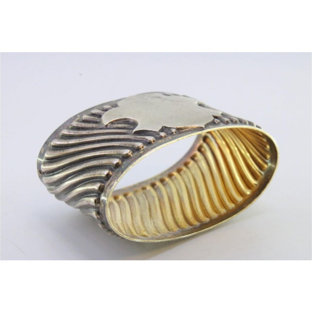 Metal Silver Napkin Ring with Spiral Applications and Monogram Coat of Arms For Sale - Image 7 of 8