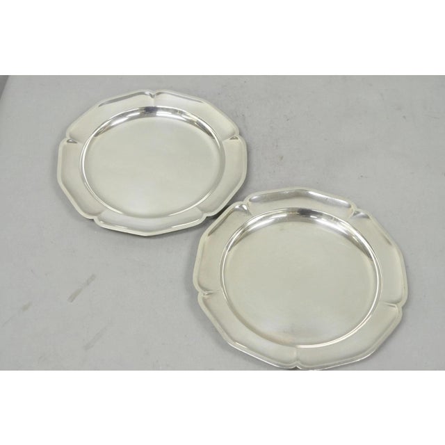 Mid 20th Century Vintage International Silver Co 221 Modern Silver Plated 12" Platter Dish - Pair For Sale - Image 5 of 12