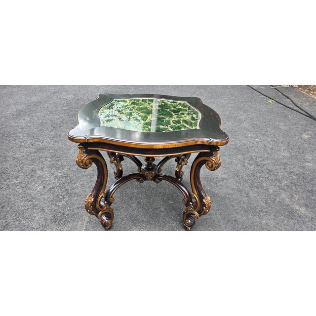 Pair of custom built traditional French Style accent/occasional/side tables. Elegant, ornate design. Both feature:...