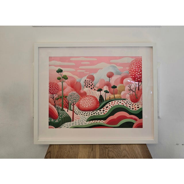 Contemporary 'Landscape With Mashrooms' in the Style of Yayoi Kusama - Framed Limited Edition Fine Art Print For Sale - Image 6 of 7