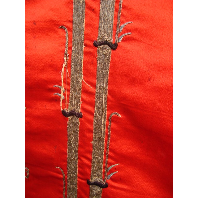 Red Silk Chinese Embroidery of a Dragon 19 Century For Sale - Image 14 of 15