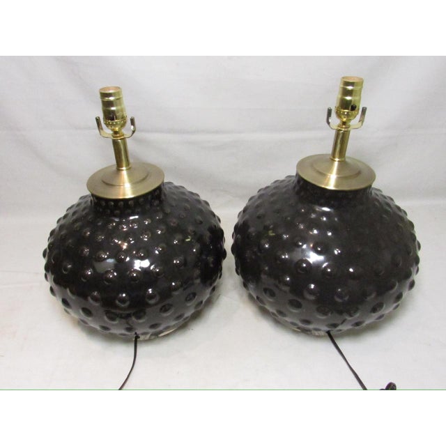 1970s Pair of Mid-Century Scandinavian Porcelain Bubble Lamps For Sale - Image 5 of 11