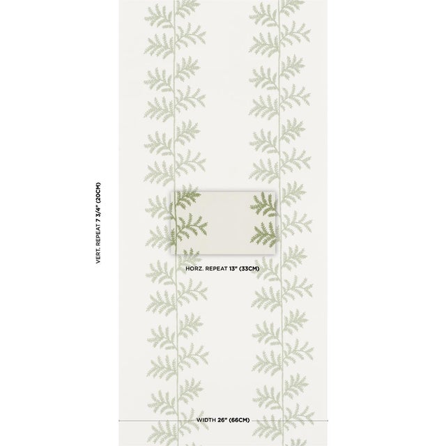 Climbing fern fronds are stitched on a paperbacked linen ground in Eloise Embroidery Wallcovering, a delicate medium-scale...