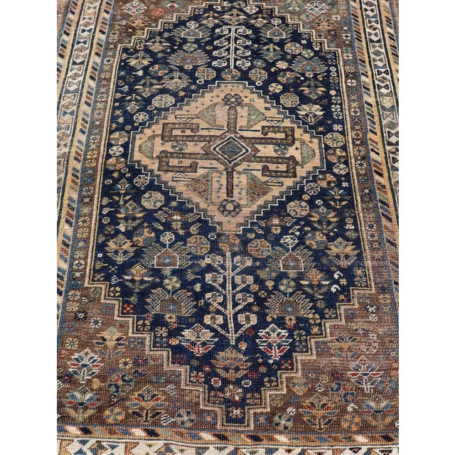 Antique Persian Shiraz Rug With Rich Tribal Motifs and Medallion 3'6 X 5'4 For Sale - Image 4 of 11
