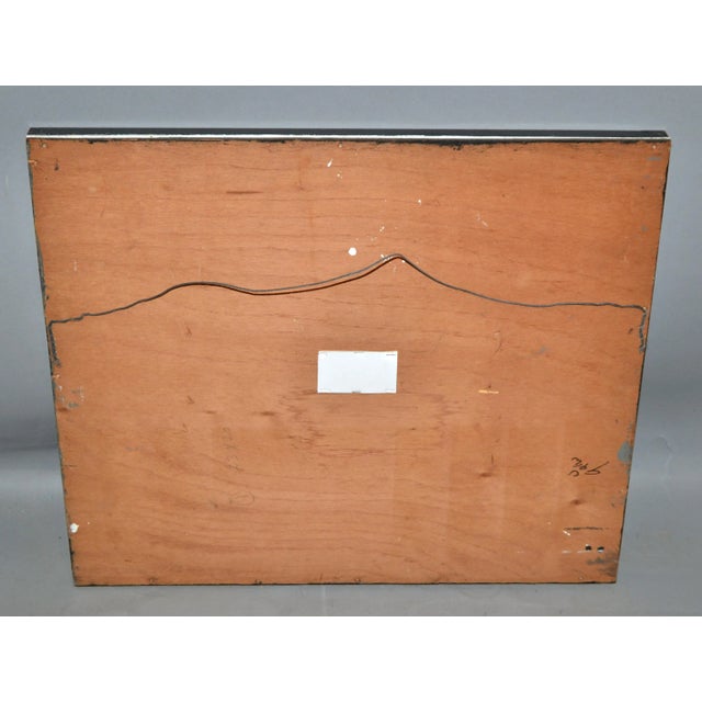 Cityscape Painting Acrylic on Board Black & White Framed Mid-Century Modern 70s For Sale - Image 10 of 13