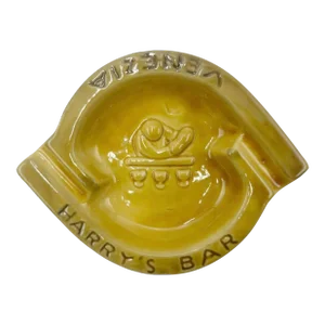 Vintage Harry's Bar Venice Italy Ashtray Yellow Ceramic Dish