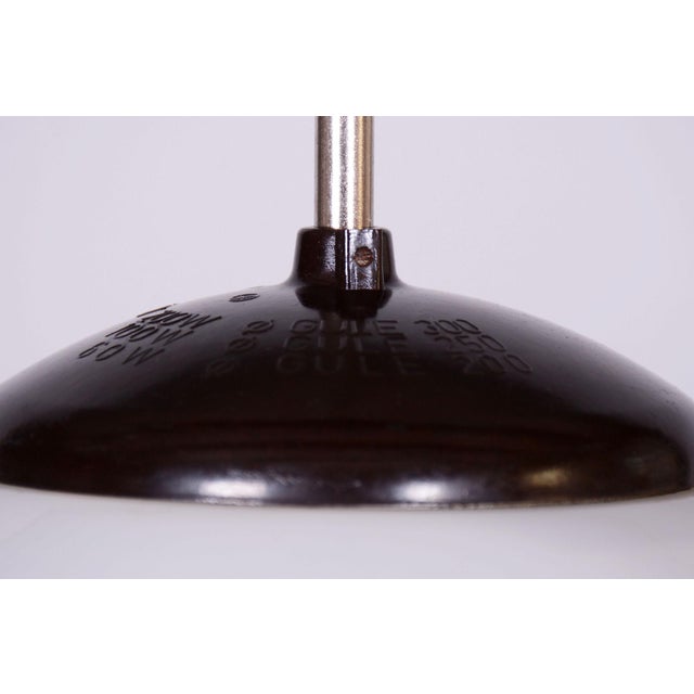 Mid-Century Modern Mid-Century Modern Pendant Light in Chrome and Steel with Opal Glass, Czech, 1960s For Sale - Image 3 of 8