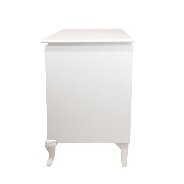 Early 21st Century A Classic European Baroque-Style White Embossed Storage Cabinet/Bathroom Vanity Base. For Sale - Image 5 of 14