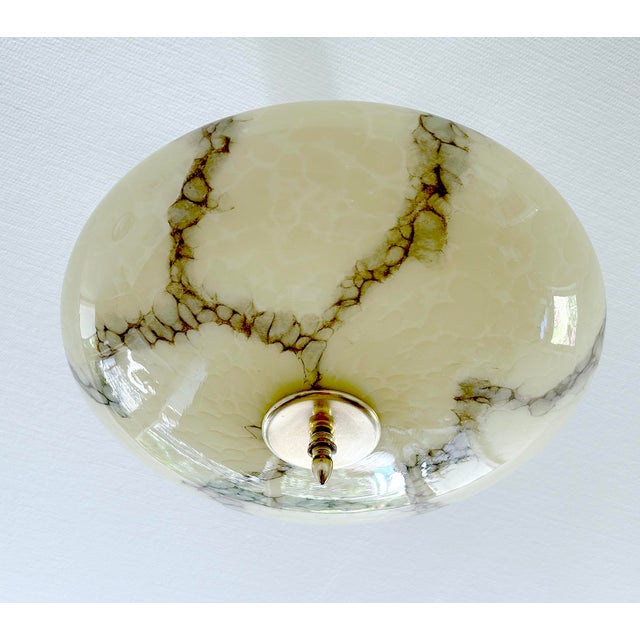 1930s Art Deco Pendant Light in Marble Glass, 1930s For Sale - Image 5 of 17