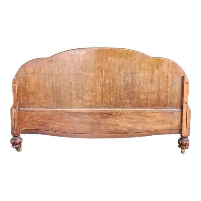 Vintage Jacobean Revival French Rounded Twin Sized Headboard and