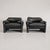 Maralunga Armchairs in Black Leather, 1980s, Set of 2, in Flawless conditions. Designed 1970 to 1979